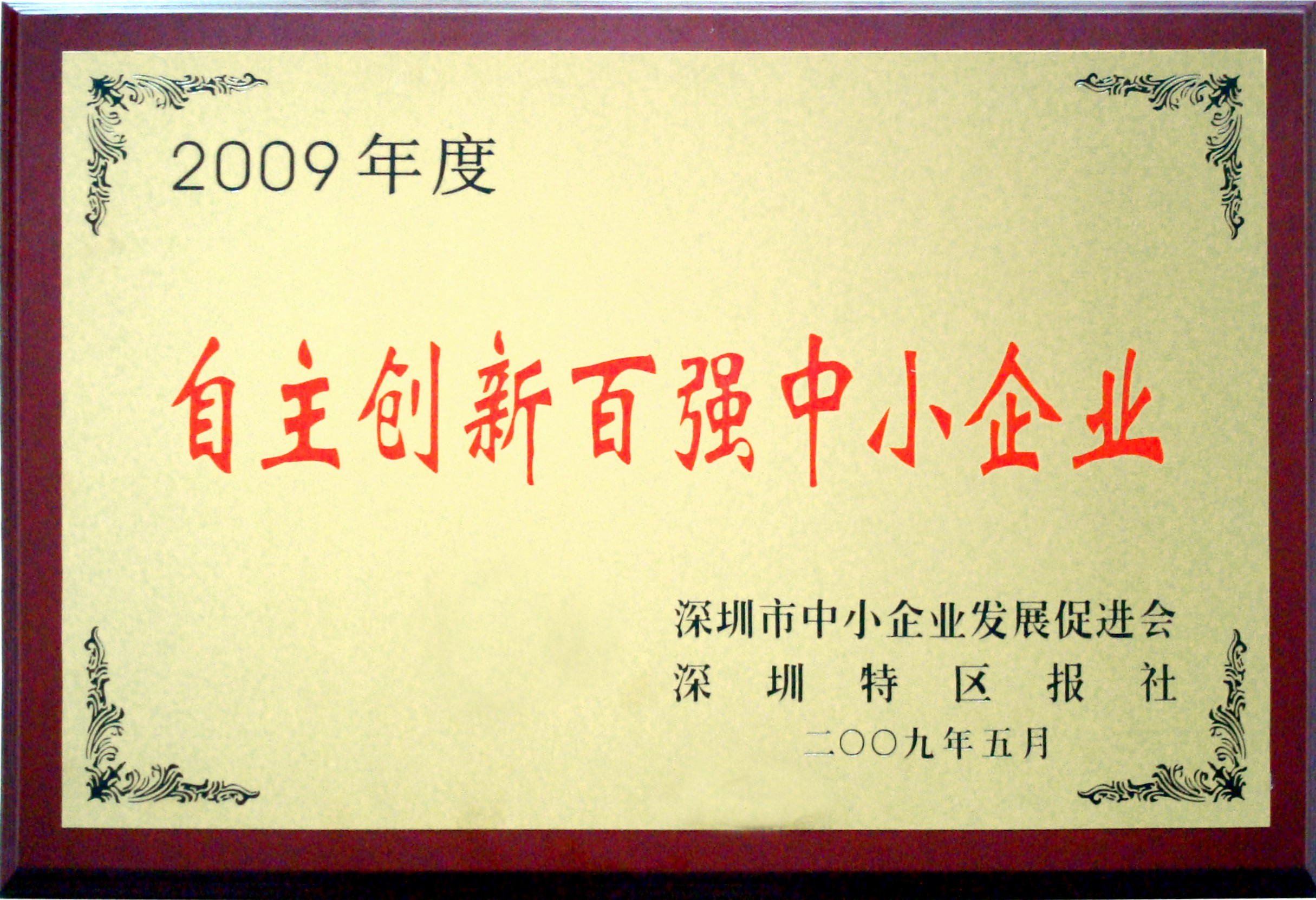 2009年度自主創(chuàng)新百?gòu)?qiáng)中小企業(yè)